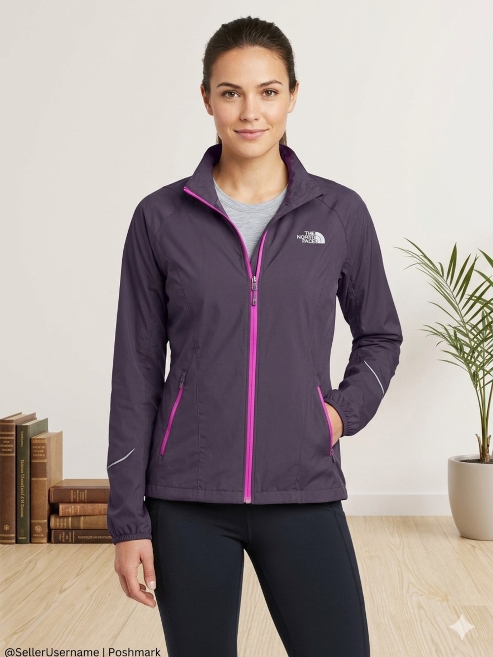 The North Face Women's Purple Zip-Front Lightweight Jacket Size Small